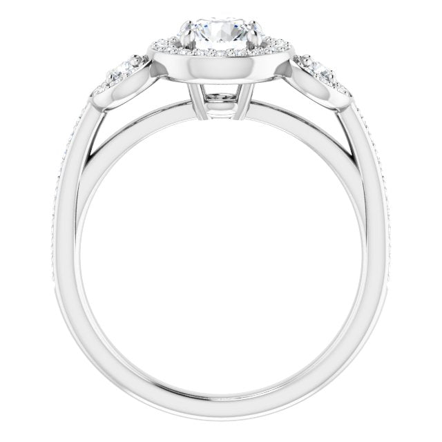 Three-Stone Halo-Style Engagement Ring