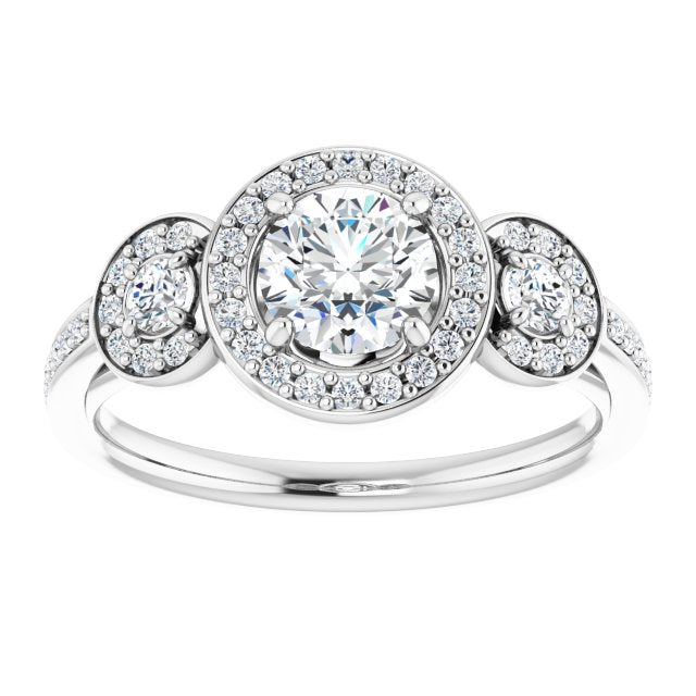 Three-Stone Halo-Style Engagement Ring