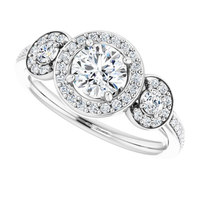 Three-Stone Halo-Style Engagement Ring