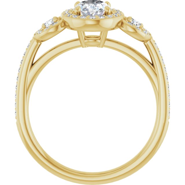 Three-Stone Halo-Style Engagement Ring