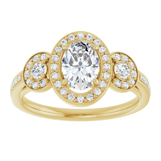 Three-Stone Halo-Style Engagement Ring