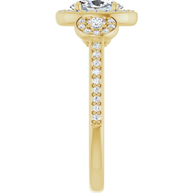 Three-Stone Halo-Style Engagement Ring