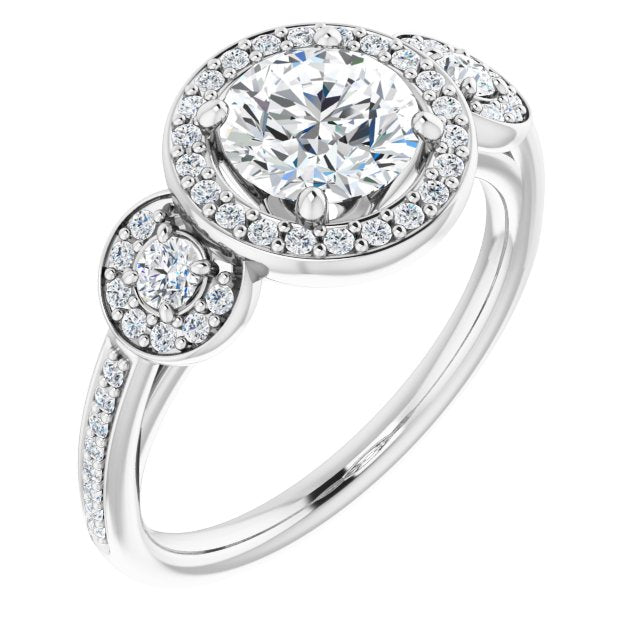 Three-Stone Halo-Style Engagement Ring