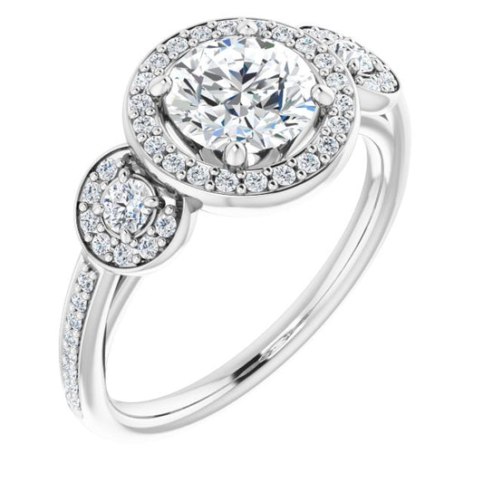 Three-Stone Halo-Style Engagement Ring