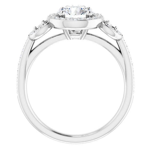 Three-Stone Halo-Style Engagement Ring