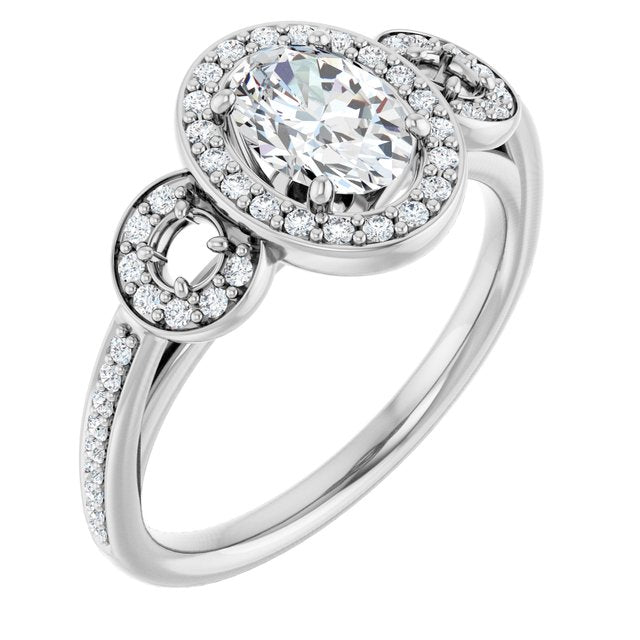 Three-Stone Halo-Style Engagement Ring