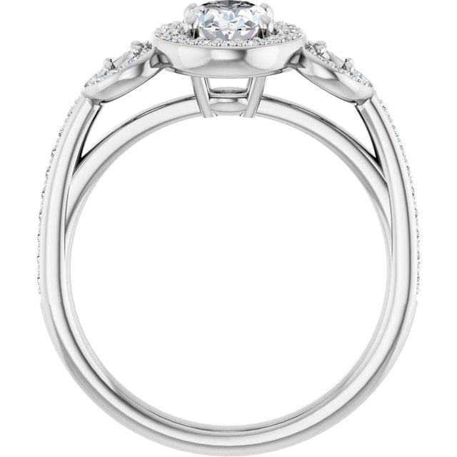 Three-Stone Halo-Style Engagement Ring