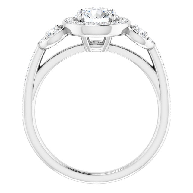 Three-Stone Halo-Style Engagement Ring