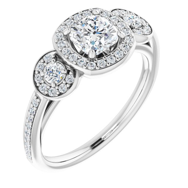 Three-Stone Halo-Style Engagement Ring