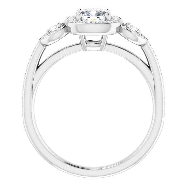 Three-Stone Halo-Style Engagement Ring
