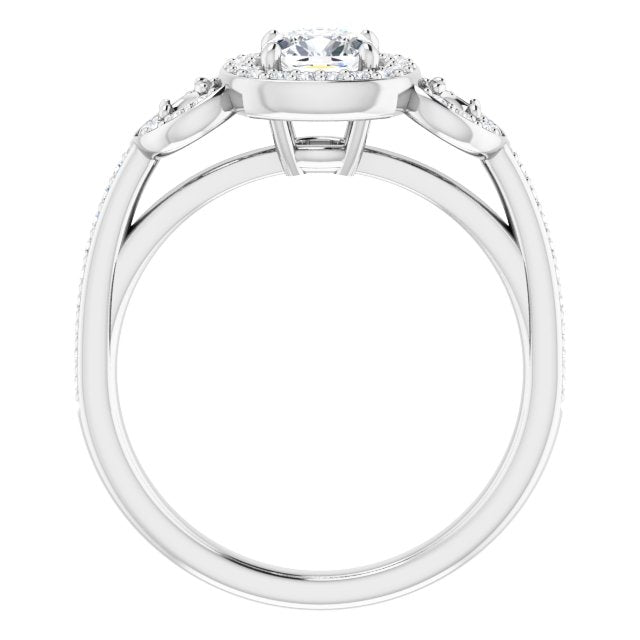 Three-Stone Halo-Style Engagement Ring