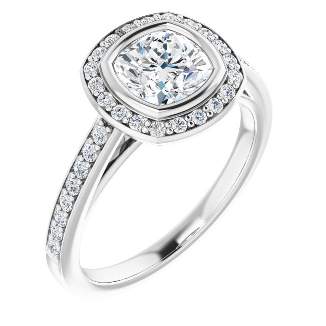 Bezel-Set Halo-Style Engagement Ring