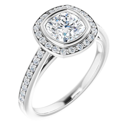 Bezel-Set Halo-Style Engagement Ring