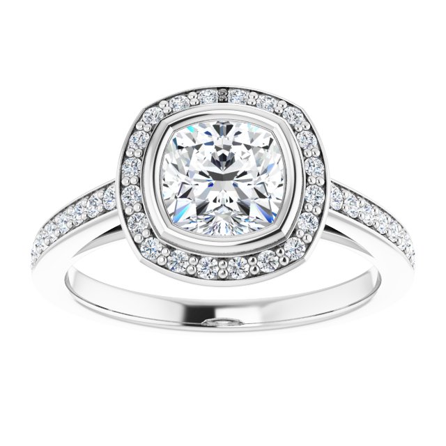 Bezel-Set Halo-Style Engagement Ring
