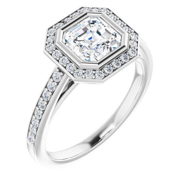 Bezel-Set Halo-Style Engagement Ring