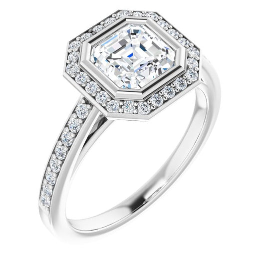 Bezel-Set Halo-Style Engagement Ring