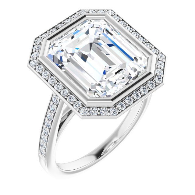 Bezel-Set Halo-Style Engagement Ring