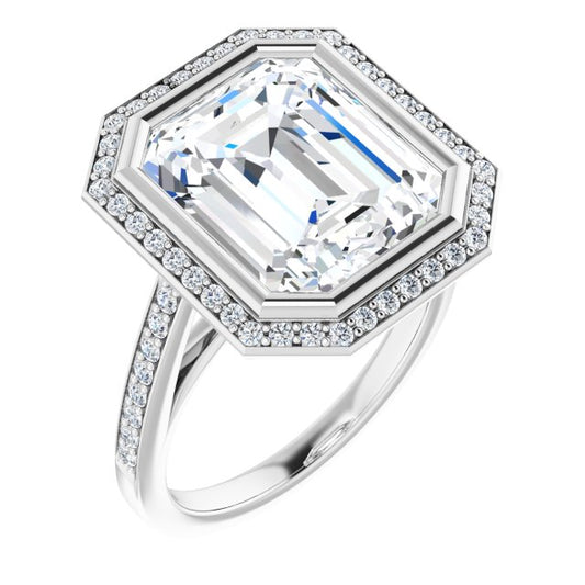 Bezel-Set Halo-Style Engagement Ring