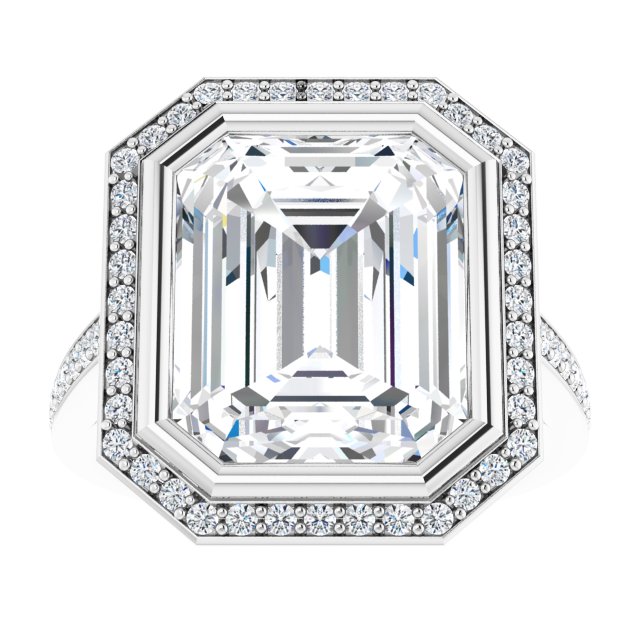 Bezel-Set Halo-Style Engagement Ring