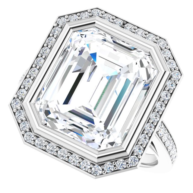 Bezel-Set Halo-Style Engagement Ring
