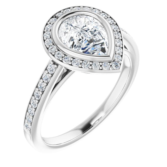 Bezel-Set Halo-Style Engagement Ring