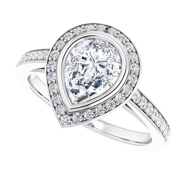 Bezel-Set Halo-Style Engagement Ring