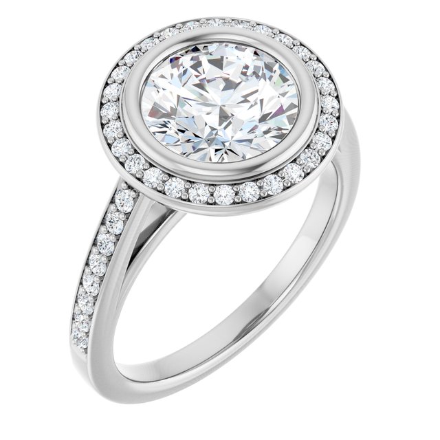 Bezel-Set Halo-Style Engagement Ring