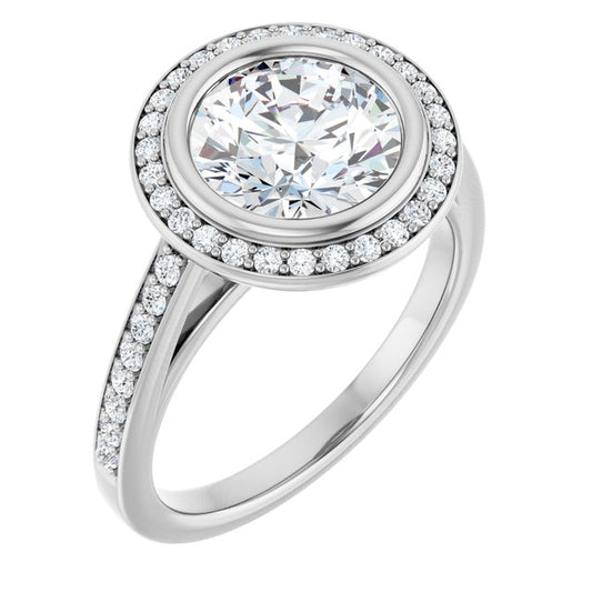 Bezel-Set Halo-Style Engagement Ring