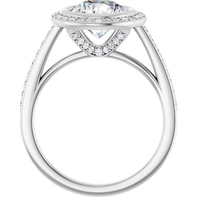 Bezel-Set Halo-Style Engagement Ring