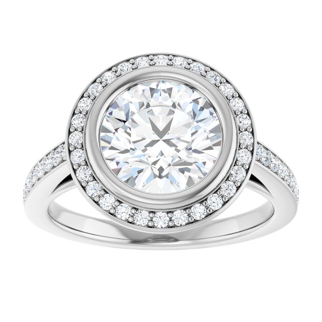 Bezel-Set Halo-Style Engagement Ring