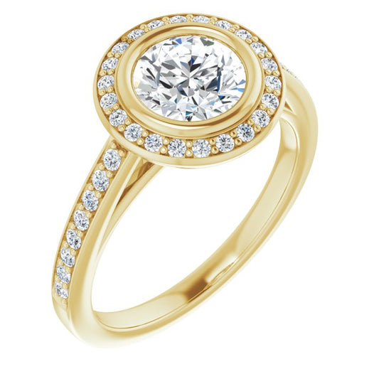 Bezel-Set Halo-Style Engagement Ring