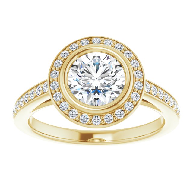 Bezel-Set Halo-Style Engagement Ring