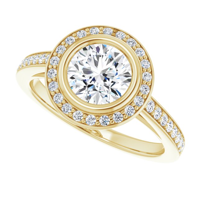 Bezel-Set Halo-Style Engagement Ring
