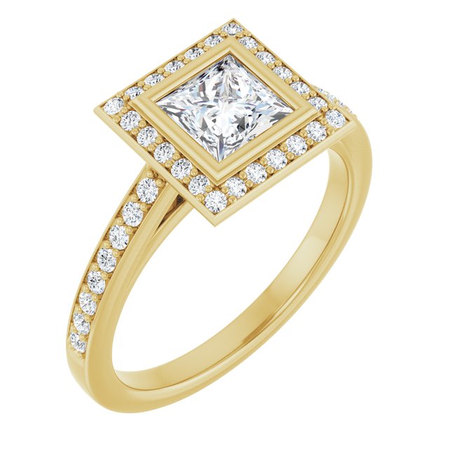 Bezel-Set Halo-Style Engagement Ring