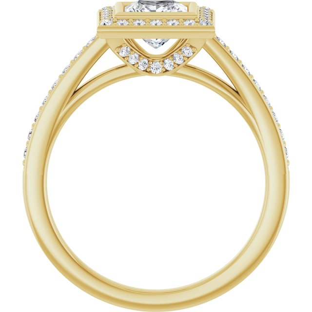 Bezel-Set Halo-Style Engagement Ring