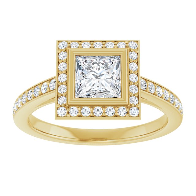 Bezel-Set Halo-Style Engagement Ring