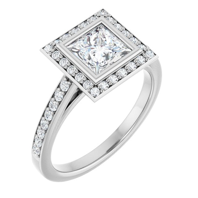 Bezel-Set Halo-Style Engagement Ring