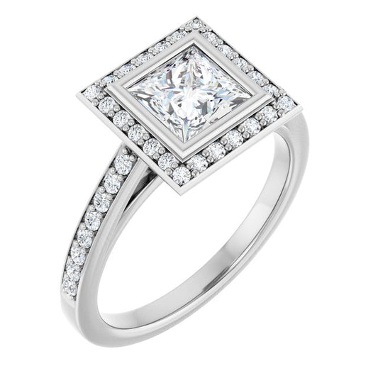 Bezel-Set Halo-Style Engagement Ring