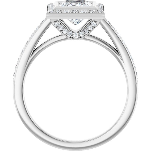 Bezel-Set Halo-Style Engagement Ring