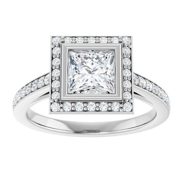 Bezel-Set Halo-Style Engagement Ring