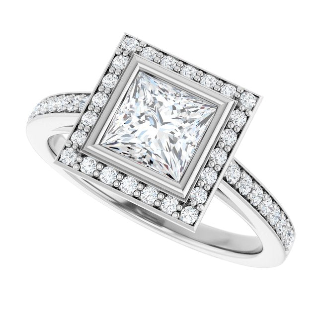 Bezel-Set Halo-Style Engagement Ring