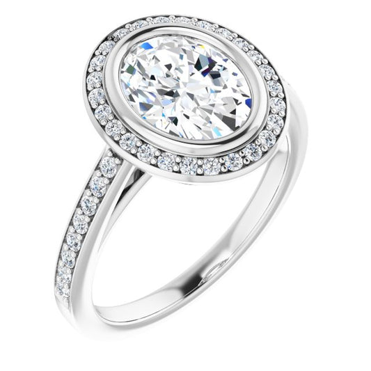 Bezel-Set Halo-Style Engagement Ring