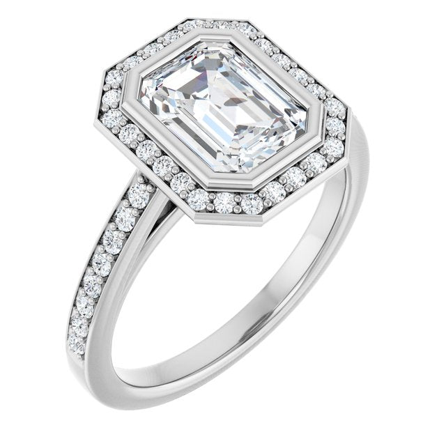 Bezel-Set Halo-Style Engagement Ring