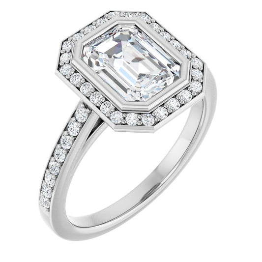 Bezel-Set Halo-Style Engagement Ring