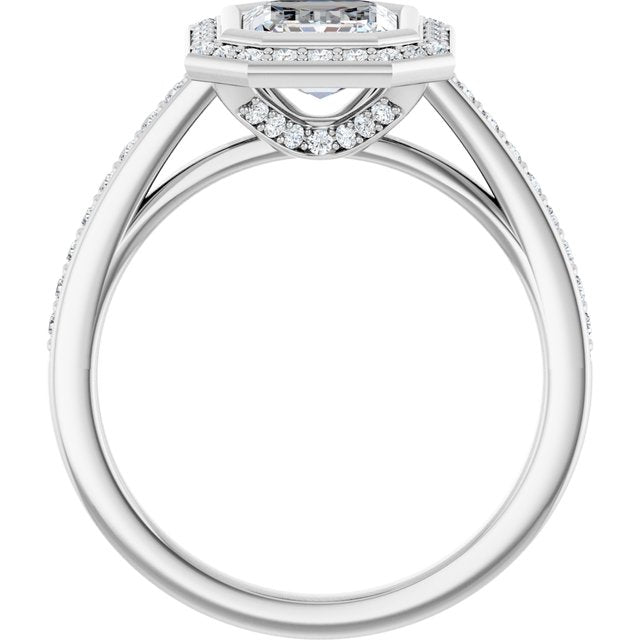 Bezel-Set Halo-Style Engagement Ring