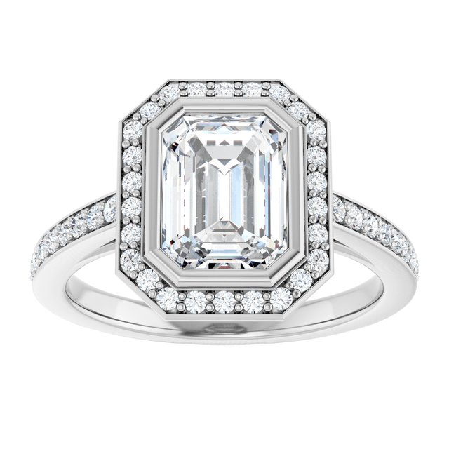 Bezel-Set Halo-Style Engagement Ring