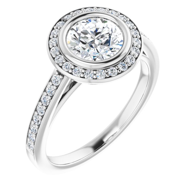 Bezel-Set Halo-Style Engagement Ring