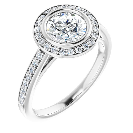 Bezel-Set Halo-Style Engagement Ring