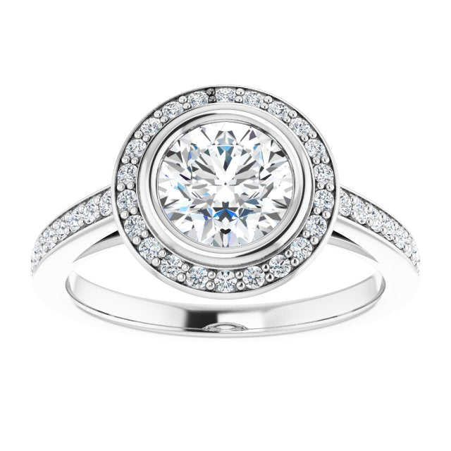 Bezel-Set Halo-Style Engagement Ring