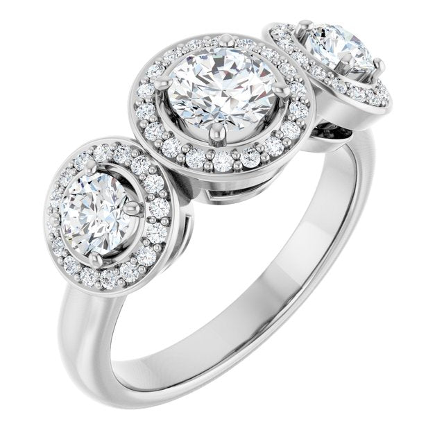 Three-Stone Halo-Style Engagement Ring